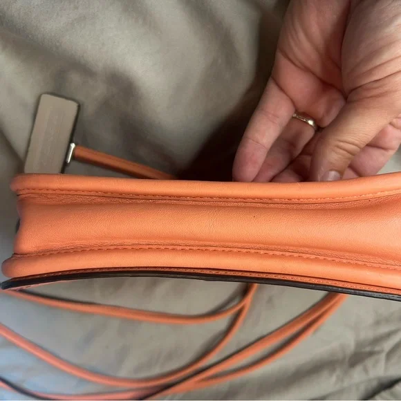 Coach Coral Leather Crossbody Purse Perforated Turnlock Bag - Picture 3 of 8